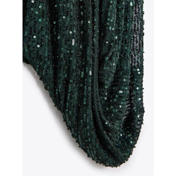 NWT Zara Holiday Party Green Sequin Balloon Pants Limited Edition Size Medium - Picture 8 of 16
